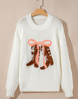 Amanda Embroidered Bow Boots Sweater