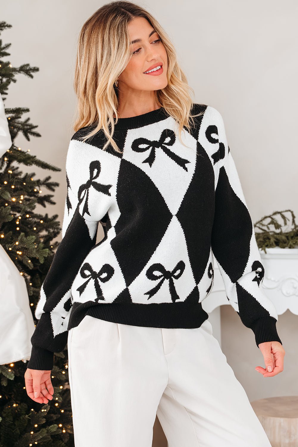 Daetta Rhombus Knit Loose Sweater