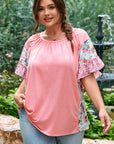 Lacey Ruffled Short Sleeve PLUS Blouse