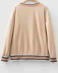Varsity Contrast Stripe Trim V-Neck Sweatshirt