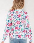 Floral Lace Trim Buttoned Long Sleeve Shirt