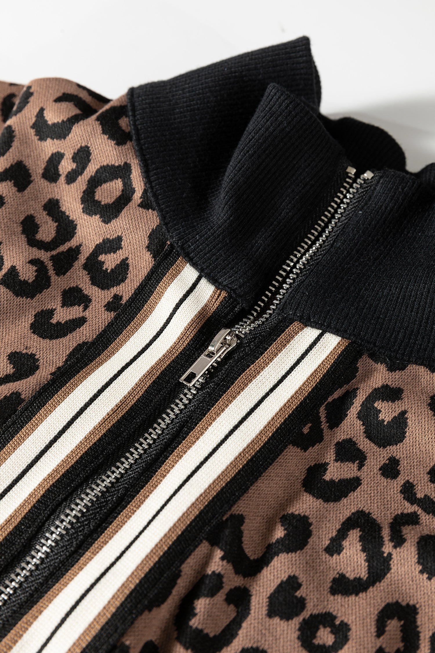 Leopard Quarter Zip Top &amp; Mini Skirt Set
