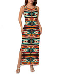 Baha Ranch Santa Fe Sleeveless Bodycon Side Slit Western Maxi Long Dress