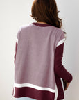 Stripe Colorblock Patchwork Dolman Sleeve Sweater
