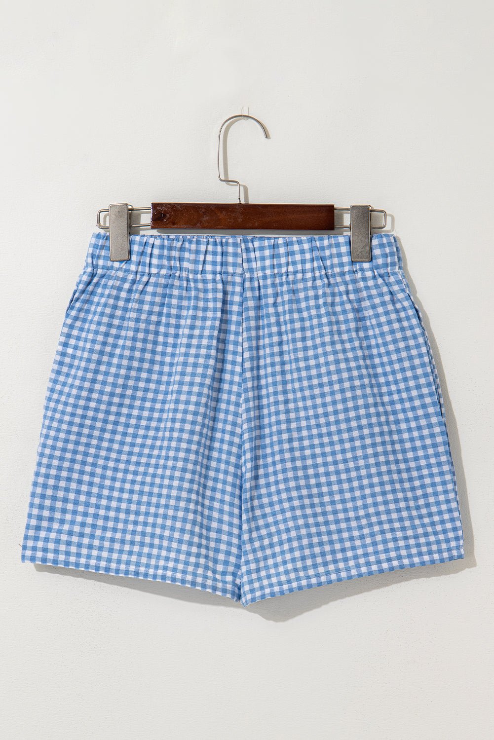 Gingham Plaid High Elastic Waist Shorts