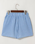 Gingham Plaid High Elastic Waist Shorts