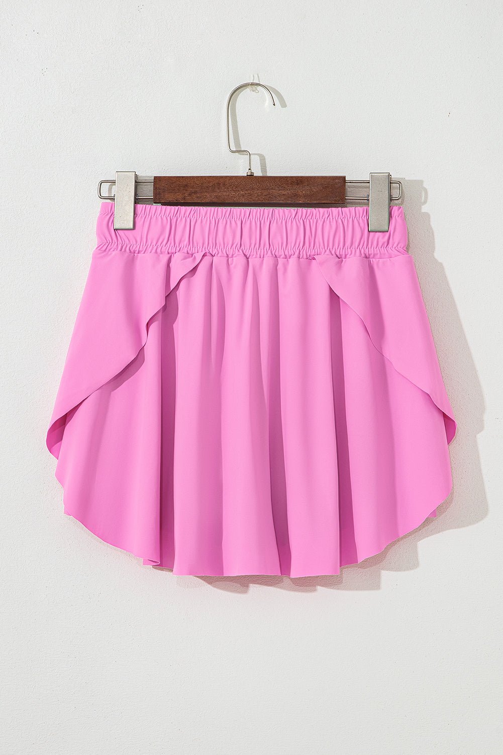 Solid Drawstring Elastic Waist Lined Tennis Skort