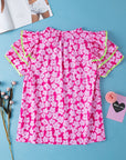 Capri Floral Ric Rac Ruffle Sleeve Blouse