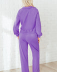 Solid Collared Top and Central Seam Pants Set