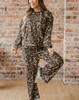 Catherine Leopard Pullover Drawstring Loose Pant Set