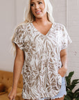 Floral V-Neck Short Sleeve Loose Fit Blouse