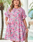 Talia Plus Size Floral Short Sleeve Flare Dress