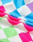 Checker Drawstring Elastic Waist Shorts