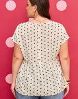 Plus Size Polka Dot Button Back Babydoll Blouse