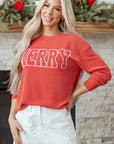 Aliella Letter Graphic Loose Long Sleeve Top
