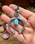 Naja Pendant with Golden Hill Turquoise – Option 2 – Sterling Silver – Native Made by KB – Fits 8mm