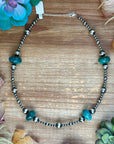 18.5” Turquoise Necklace – Sterling Silver Pearls