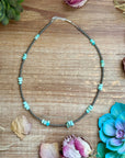 16.5” Sky Blue Lone Mountain Turquoise Nugget Necklace – 3mm Sterling Silver Pearls