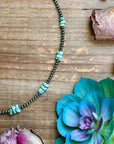 16.5” Sky Blue Lone Mountain Turquoise Nugget Necklace – 3mm Sterling Silver Pearls
