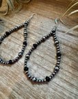 Sterling Silver Pearl & Black Onyx Teardrop Earrings