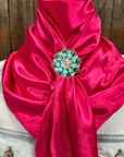 35X35" Solid Hot Pink Wild Rag / Scarf WRS25 - Crystal Concho Wild Rag Slides - Assorted