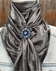 35X35" Solid Silver / Grey Wild Rag / Scarf WRS15 - Crystal Concho Wild Rag Slides - Assorted