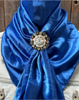 35X35" Solid Electric Blue Wild Rag / Scarf WRS17 - Crystal Concho Wild Rag Slides - Assorted