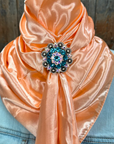 35X35" Solid Peach Wild Rag / Scarf WRS24 - Crystal Concho Wild Rag Slides - Assorted