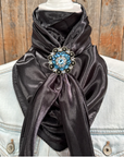 35X35" Solid Black Wild Rag / Scarf WRS4 - Crystal Concho Wild Rag Slides - Assorted