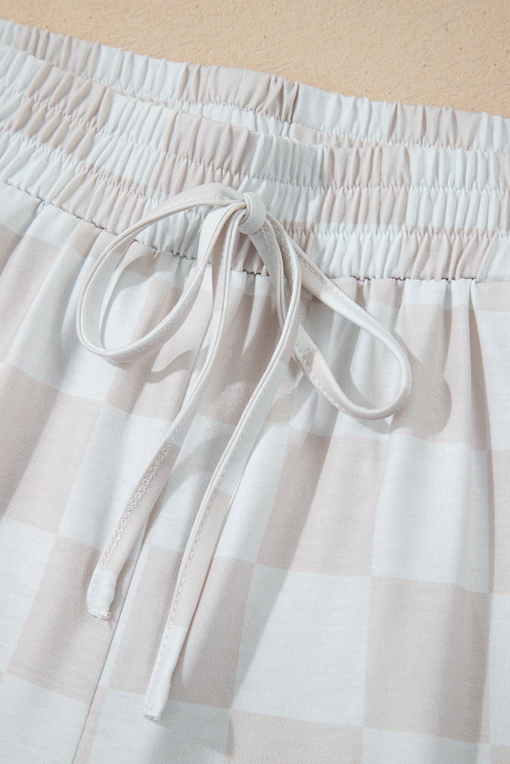 Checker V-Neck Tee &amp; Drawstring Shorts Set