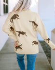 Cheetah Mock Neck Split Hem Sweater