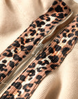 Leopard Trim Half-Zip Top and Shorts Set