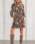 Leopard Ruffle Long Sleeve Mini Dress