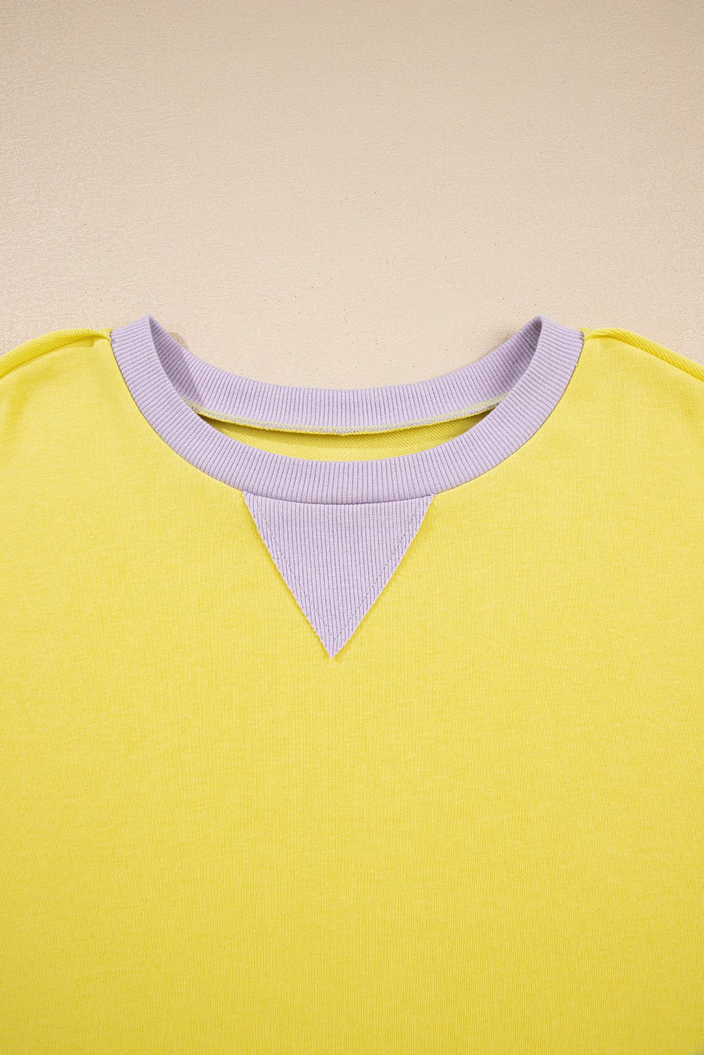 Yellow Striped Color Block Patchwork Crewneck Plus Size Pullover Sweatshirt