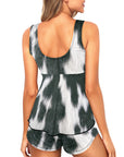 Baha Ranch Black White Cowhide Print Tankini Boy Shorts Swim Set