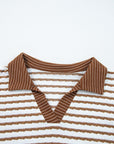 Plus Size Stripe V-Neck Pullover and Drawstring Pants Set