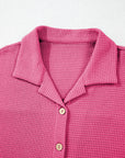 Solid Textured Buttoned Shirt and Pants Set
