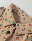 Floral Plaid Patchwork Ruffle Waffle Knit Shacket