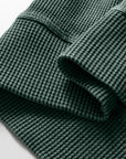 Waffle Knit Patchwork Long Sleeve Top