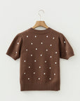 Polka Dot Bubble Short Sleeve Sweater