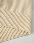 Solid Button-Front Rolled Hem Sweater Top