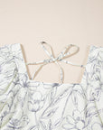 Floral Square Neck Shirred Back Mini Dress