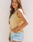 Metallic Contrast Trim Scoop Neck Tank Top