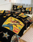 Vintage Cowgirl Collage Design 3-Piece Bedding Set (1 Duvet Cover + 2 Pillow Shams) – 102"×90"