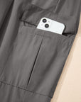 Solid Elastic High Waist Pocketed Cargo Jogger Pants