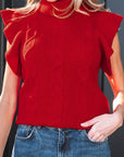 Alessia Ruffled Short Sleeve Sweater