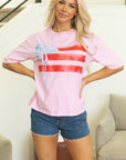 USA Flag Bow Crewneck Graphic Tee