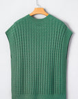 Solid Textured Round Neck Short Sleeve Sweater