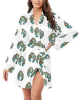 Turquoise Naja Women's Long Sleeve Belted Satin Feel Dressing Lounge Robe