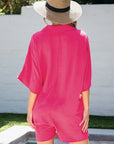 Solid Half Buttoned Collar Loose Romper